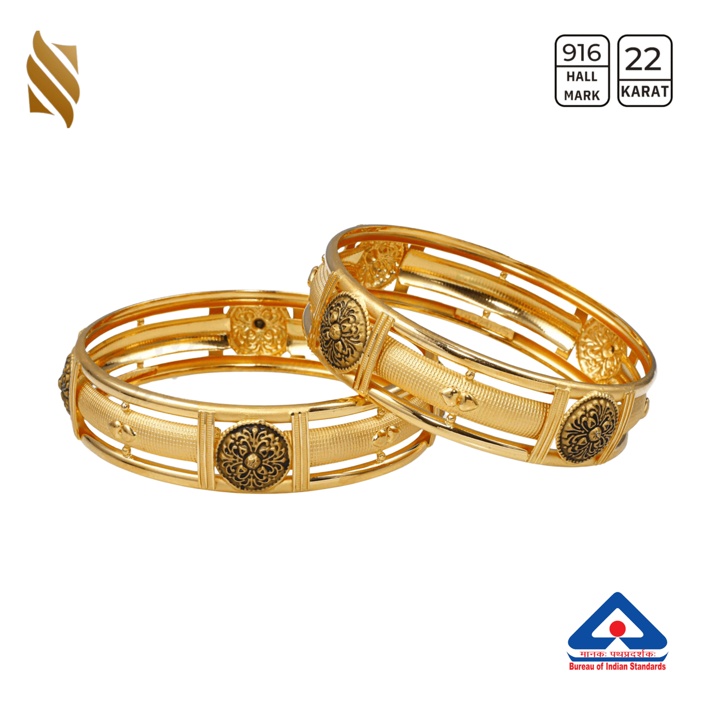 Elegant 22k gold Kara bangles for women by Sardar Jewellers, featuring traditional design and smooth polished finish.