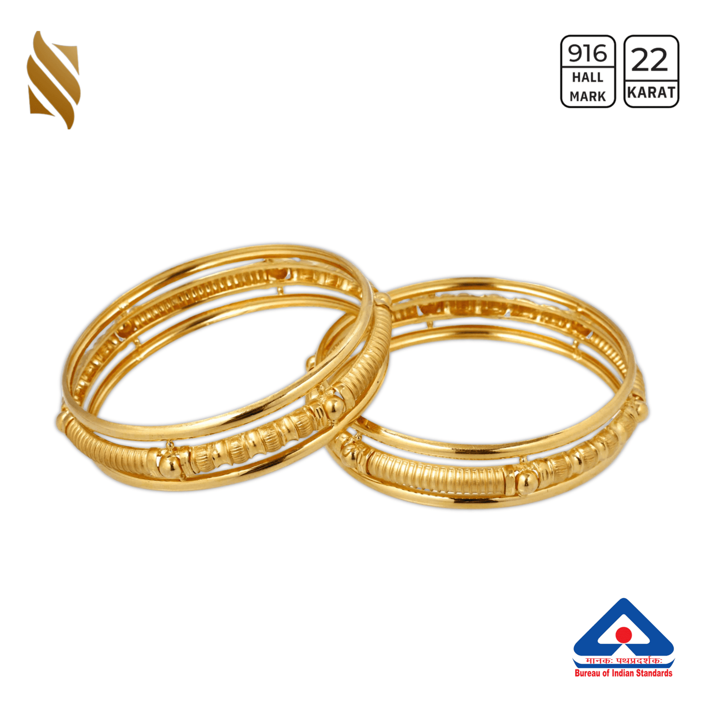 22k gold fancy Kara bangles by Sardar Jewellers, non-openable traditional gold bangles with intricate design.