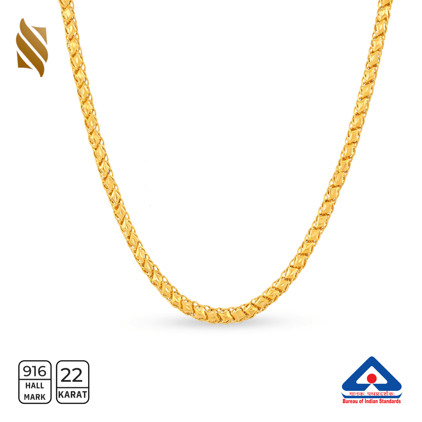 Men's 22k gold lotus chain featuring intricate design, crafted by Sardar Jewellers for a stylish and elegant look.