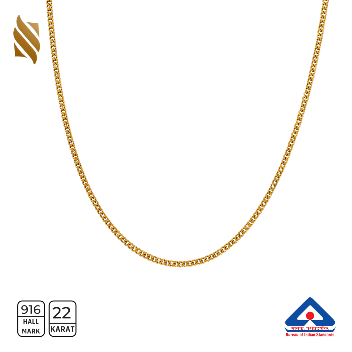 Men's 22k gold chain from Sardar Jewellers featuring a classic design with a polished finish.