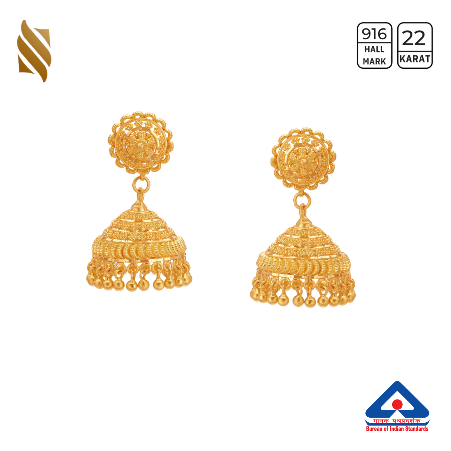 Gold Jhumki Earrings