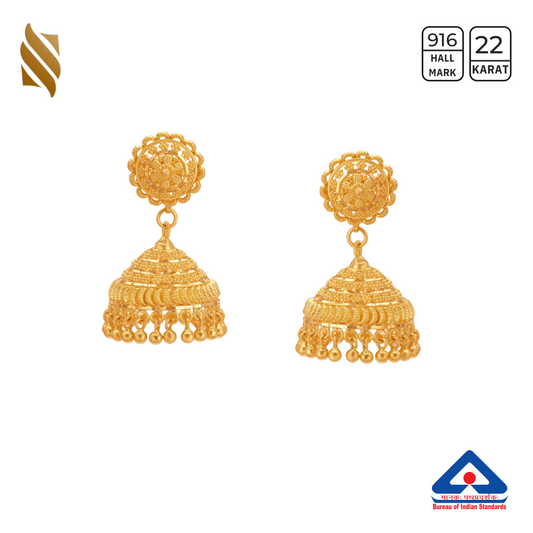Gold Jhumki Earrings