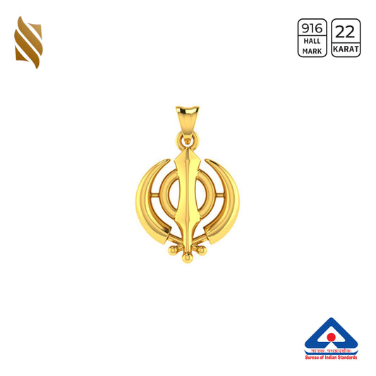 Religious Gold Pendant - Khanda